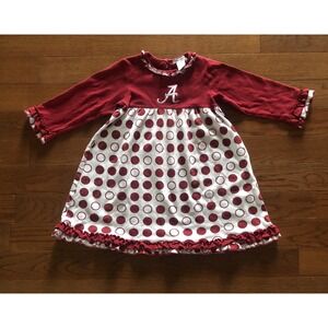 Alabama Crimson Tide Ruffle Polka Dot Dress Red White Embroidery Size Girls 5